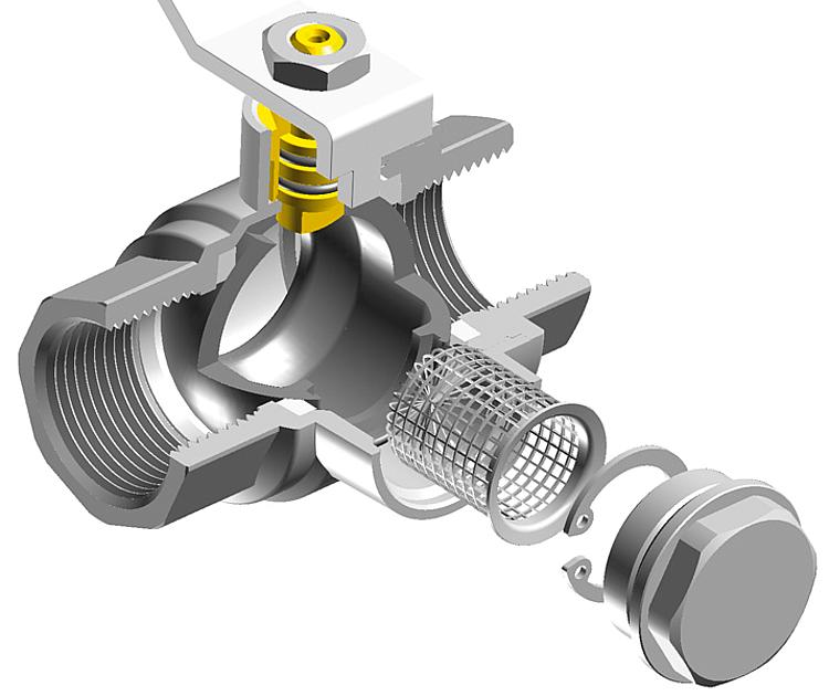 Kulový uzávěr Filtr BALL DN 1" PN 16 s nerezový filtrem