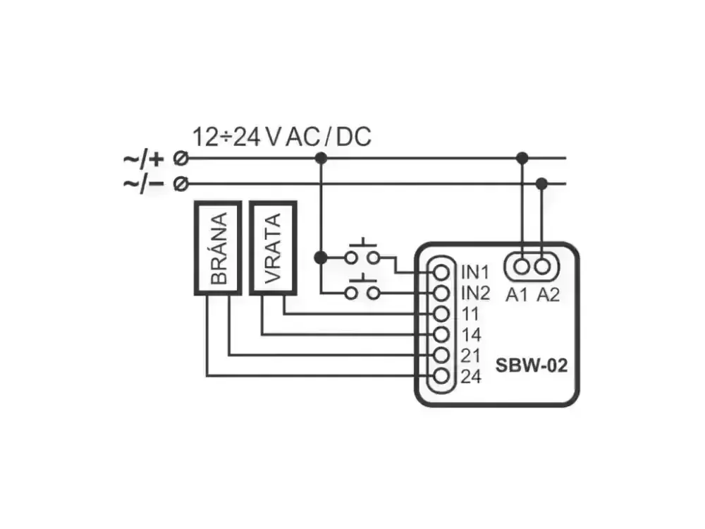Supla ROW-02 | Wi-Fi spínací 2 x 5 A modul světel a el. zásuvek, 2 vstupy, 2 výstupy