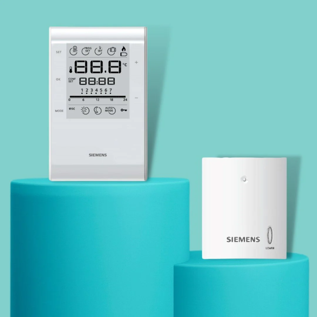 Siemens RDE50.1 Prostorový termostat, týdenní program, přepínací kontakt, bateriové napájení