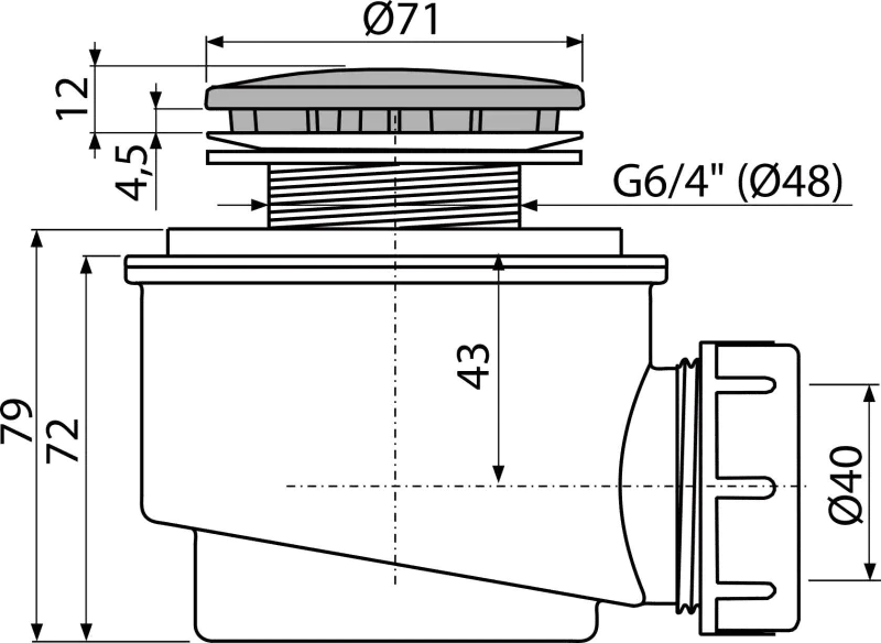 Alcadrain A47CR-50 SIFON VANIČKOVÝ, CHROM
