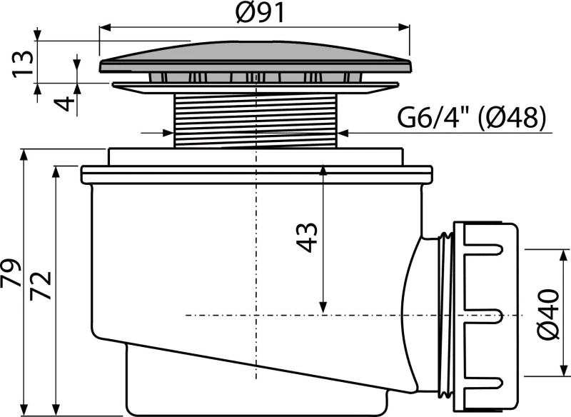 Alcadrain A47CR-60 SIFON VANIČKOVÝ, CHROM