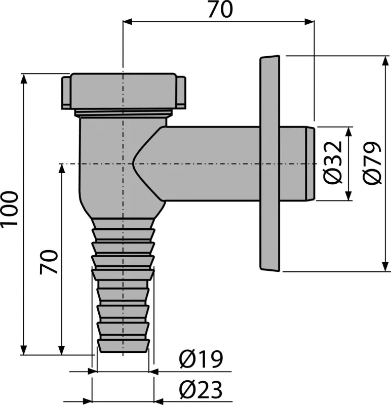 Alcadrain APS1 SIFON PRAČKOVÝ VENKOVNÍ, CHROM