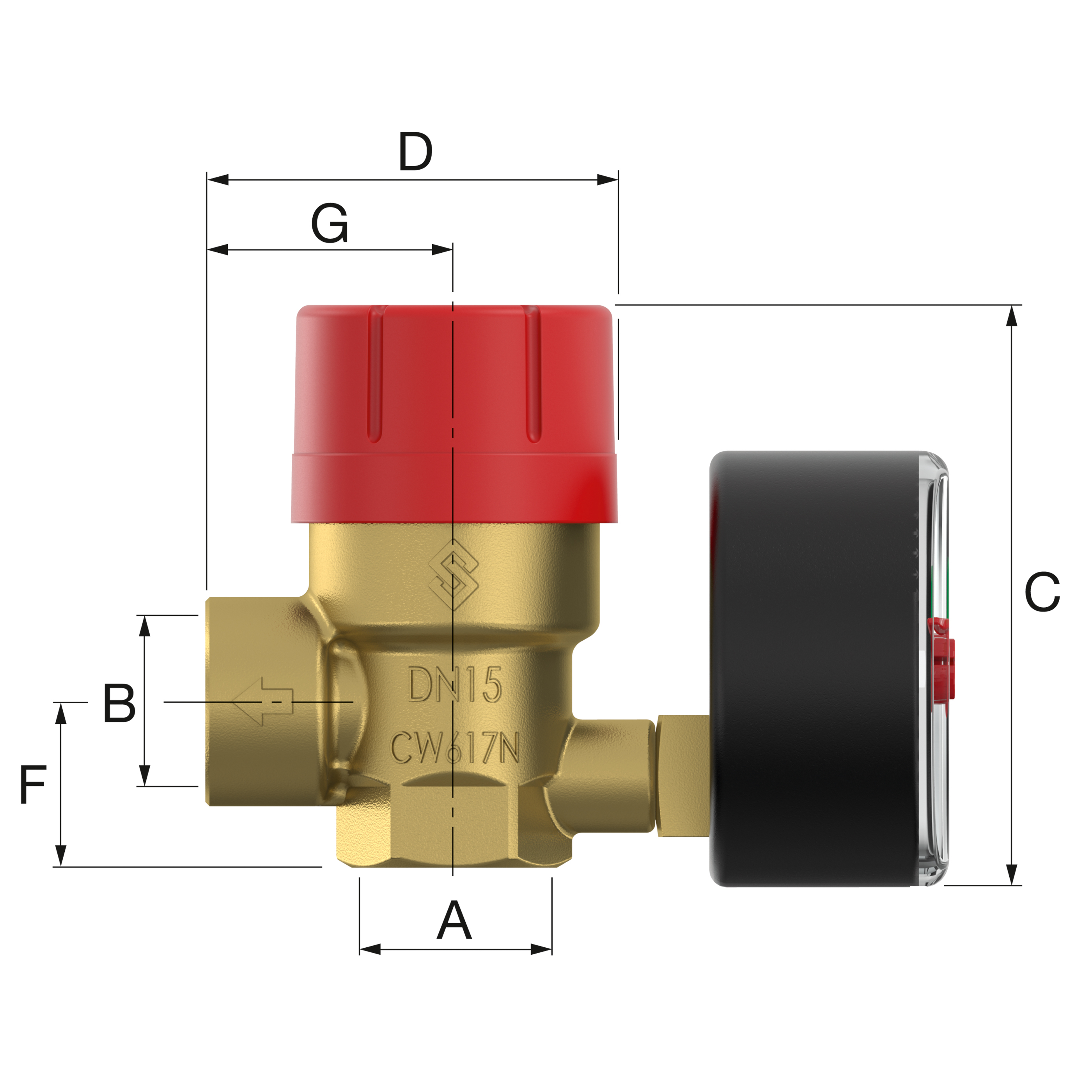 Flamco 27687 - Prescomano 1/2" x 3/4", 2,5 bar