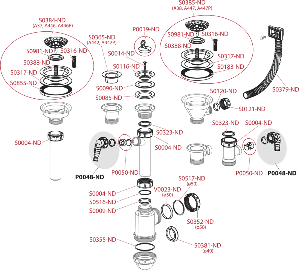 Alcadrain A444 SIFON DŘEZOVÝ S NEREZOVOU MŘÍŽKOU DN70 A FLEXI PŘEPADEM