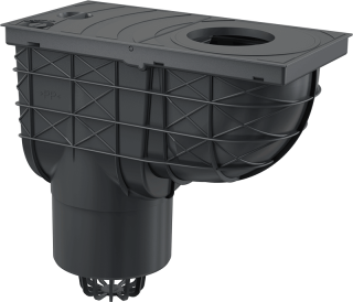 Alcadrain AGV2 UNIVERZÁLNÍ LAPAČ STŘEŠNÍCH SPLAVENIN 300×155/125 MM PŘÍMÝ ČERNÁ