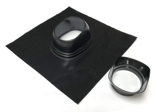 univerzální střešní taška DN 100/60 a 125/80, olovo / PE, černá, 5-25°