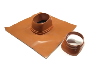 univerzální střešní taška DN 100/60 a 125/80, olovo / PE, cihlová, 5-25°